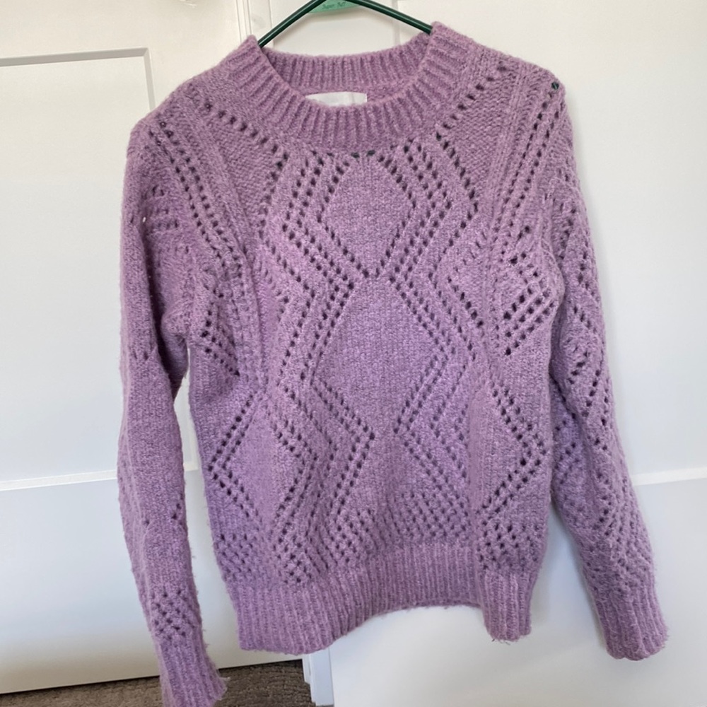 Purple sweater with detailed stitching